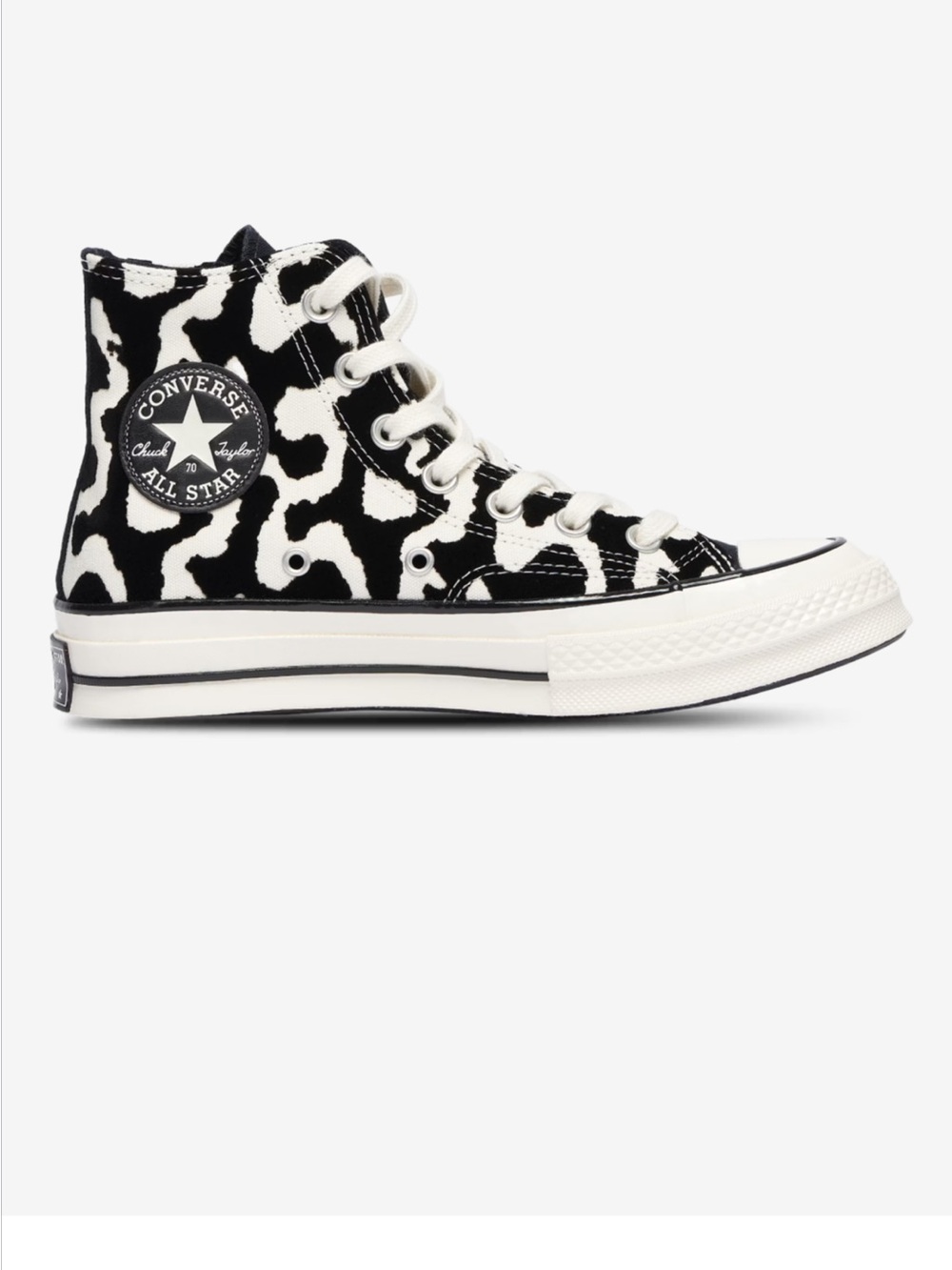 Converse High Top Sneakers - Black & White Leopard Pattern